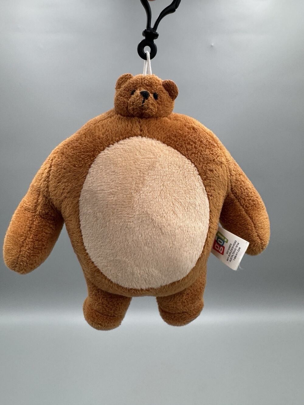 Tiny Headed Kingdom Brown Bear Plush Toy Keychain Clip 6” Go Games